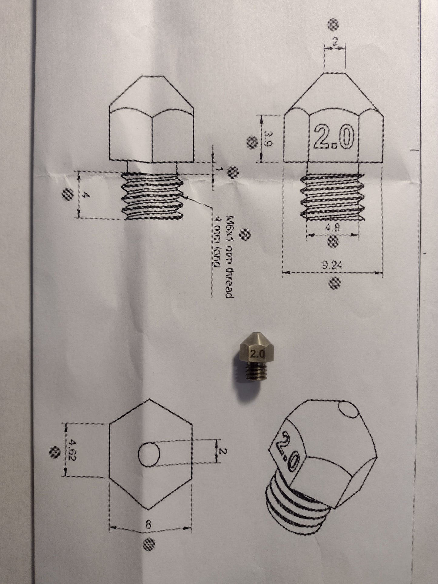 (multi-pack) 2.0 mm Stainless Steel Nozzle 3D Printer